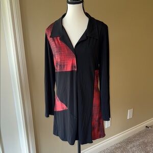 Initiatives Tunic Stylish Black and Red Women's Jacket